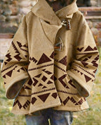 Winter New Women's Loose Retro Printed Woolen Coat