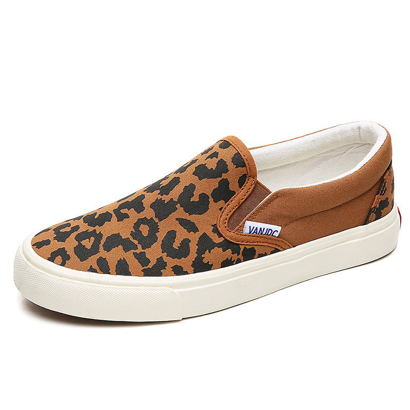 Summer Versatile Slip-on Leopard Print Canvas Shoes For Women
