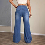 Loose Oversized Retro High-waisted Stretch Denim Wide-leg Pants