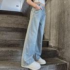 Wide-leg Pants Straight Loose Trousers Medium And Large Children Girls Lyocell Denim