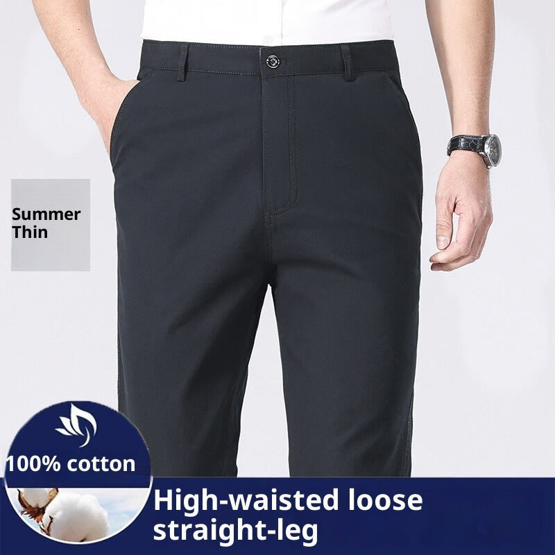 Men's Loose Plus Size Casual Straight-leg Cotton Trousers
